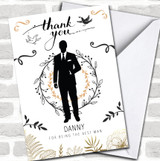 Thank You For Being The Best Man Gold Bird Black Vintage Personalized Card