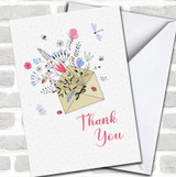 Floral Bouquet In Envelope Flowers & Bees Thank You Personalized Card