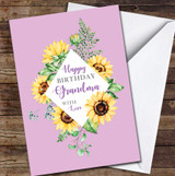 Grandma Birthday Yellow Sunflowers Lilac With Love Personalized Birthday Card