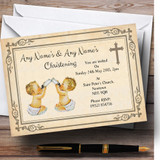 Baby Twins Vintage Christening Party Personalized Invitations