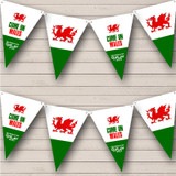 Football Come On Wales Welsh Flag personalized Any Text Banner Bunting