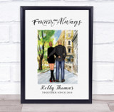 Sunny City Street Romantic Gift For Him or Her Personalized Couple Print