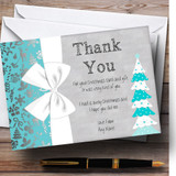 Turquoise Xmas Tree Personalized Christmas Thank You Cards