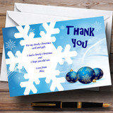 White And Blue Personalized Christmas Party Thank You Cards