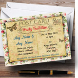 Vintage Floral Paris Shabby Chic Postcard Personalized Engagement Party Invitations