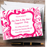 White & Pink Swirl Deco Personalized Engagement Party Invitations
