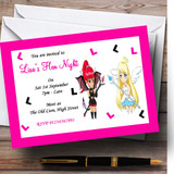 Pink And Black Devil And Angel Personalized Hen Do Night Party Invitations