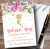 Floral Gold Fairy Party Thank You Cards