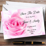 Pastel Pale Wet Pink Rose Personalized Wedding Save The Date Cards