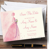 Pink Classic Bride Personalized Wedding Save The Date Cards