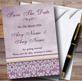 Lavender Lilac Vintage Damask Pretty Personalized Wedding Save The Date Cards