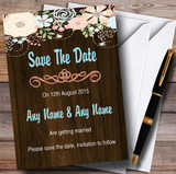 Shabby Chic Pastel And Wood Personalized Wedding Save The Date Cards