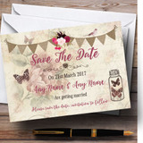 Rustic Parisian Style Vintage Personalized Wedding Save The Date Cards