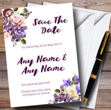 White Lilac & Blush Pink Watercolour Rose Personalized Save The Date Cards
