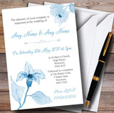 Beautiful Powder Baby Blue Watercolour Flowers Personalized Wedding Invitations