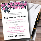 Watercolour Black & Dusty Pink Floral Header Personalized Wedding Invitations