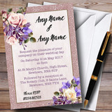 Pale Coral Pink & Lilac Watercolour Rose Personalized Wedding Invitations