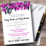 Watercolour Black & Hot Pink Floral Header Personalized Wedding Invitations