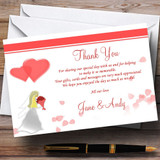 Pink White Personalized Wedding Thank You Cards