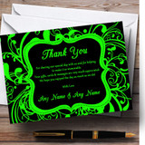 Black & Green Swirl Deco Personalized Wedding Thank You Cards