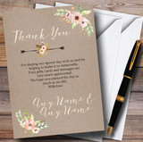 Rustic Vintage Watercolour Peach Floral Personalized Wedding Thank You Cards