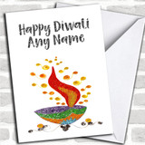 Silver Text Personalized Diwali Card