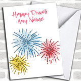 White Fireworks Personalized Diwali Card