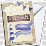 Burlap & Lighthouse New Home Personalized Card