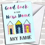 Beach Huts Blue New Home Personalized Card