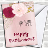 Pink Flowers Retirement Personalized Card