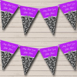 Purple Damask Shabby Chic Vintage Personalized Birthday Party Bunting Flag Banner