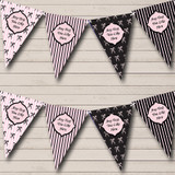 Paris Stripes Bows Black Pink French Personalized Birthday Party Bunting Flag Banner