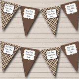 Brown Tartan Personalized Birthday Party Bunting Flag Banner