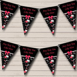 Black & Pink Shabby Chic Vintage Personalized Birthday Party Bunting Flag Banner