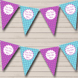 Purple And Aqua Polka Dots Personalized Carnival Fete Street Party Bunting Flag Banner