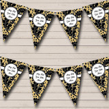 Old Gold With Black Floral Personalized Engagement Party Bunting Flag Banner