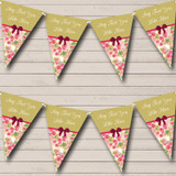 Green Pink Shabby Chic Vintage Personalized Engagement Party Bunting Flag Banner