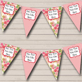Green Pink Floral Shabby Chic Personalized Engagement Party Bunting Flag Banner