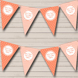 Coral Polkadot And Stripes Personalized Engagement Party Bunting Flag Banner