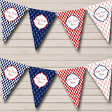 Red White Blue Anchor Check Nautical Sailing Beach Seaside Personalized Bunting Flag Banner