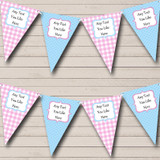 Blue & Pink Gingham And Polka Dot Welcome Home New Baby Bunting Flag Banner