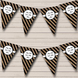 Black And Copper Gold Stripes Personalized Retirement Party Bunting Flag Banner