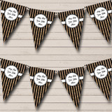 Vertical Black And Copper Gold Stripes Personalized Christmas Party Bunting Flag Banner