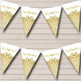 Gold And White Bow Personalized Christmas Bunting Flag Banner