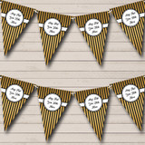 Black And Gold Elegant Stripes Personalized Christmas Party Bunting Flag Banner