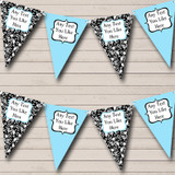 Aqua Blue Damask Personalized Shabby Chic Garden Tea Party Bunting Flag Banner