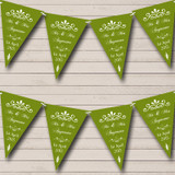 Vintage Regal Olive Green Personalized Wedding Venue or Reception Bunting Flag Banner