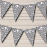 Regal Grey Personalized Wedding Venue or Reception Bunting Flag Banner