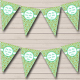 Gold And Mint Green Vintage Damask Personalized Wedding Bunting Flag Banner