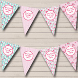 Chintz Shabby Chic Roses Pink Stripes Personalized Wedding Bunting Flag Banner